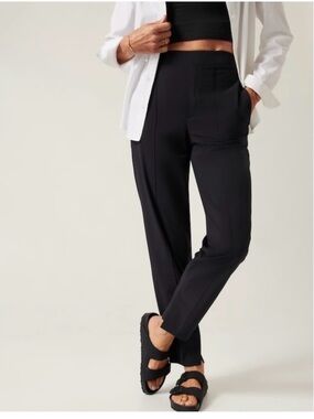 (Sz 8 Tall!) Athleta Black Straight-Leg High-Rise Ponte Pants